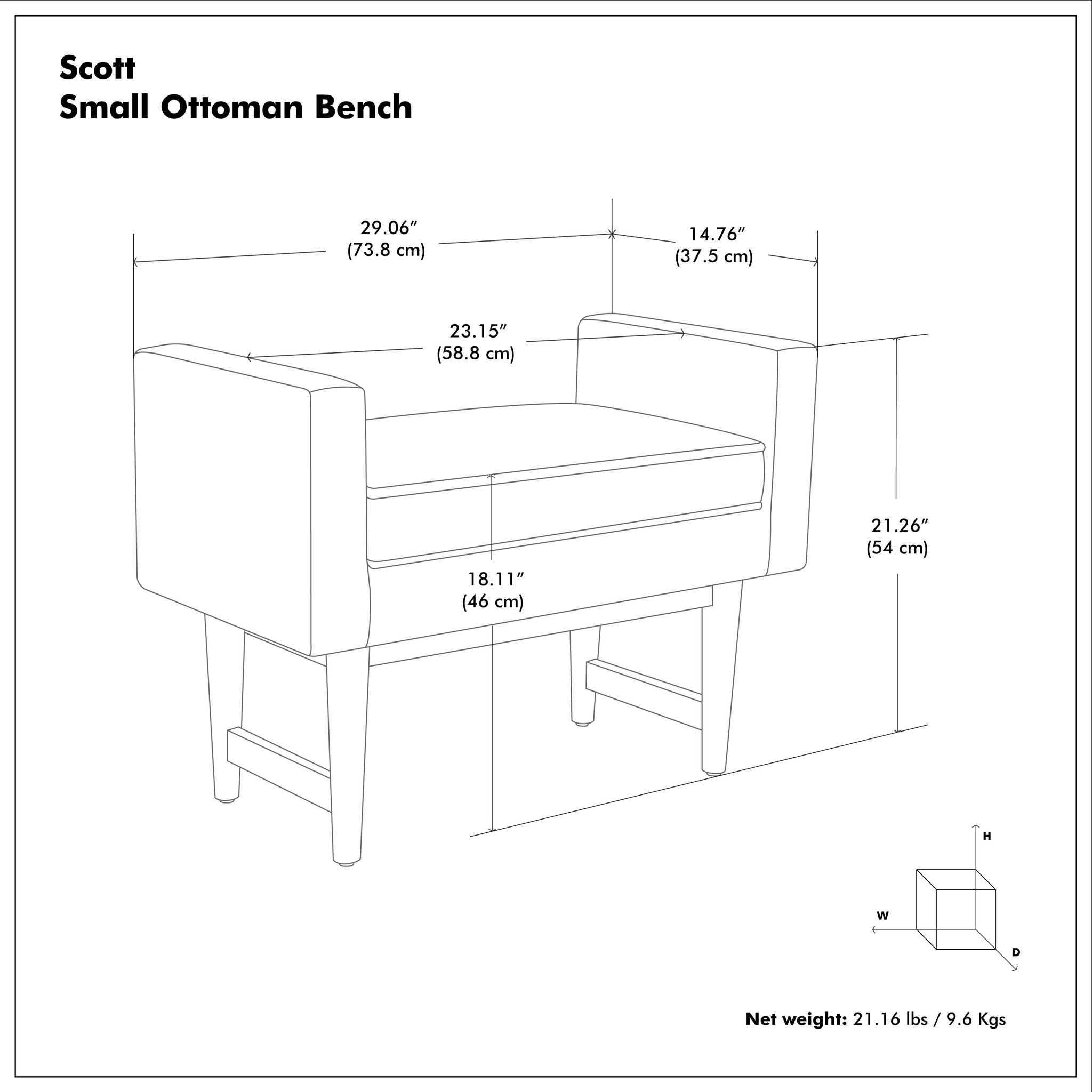 Scott - Upholstered Ottoman Bench