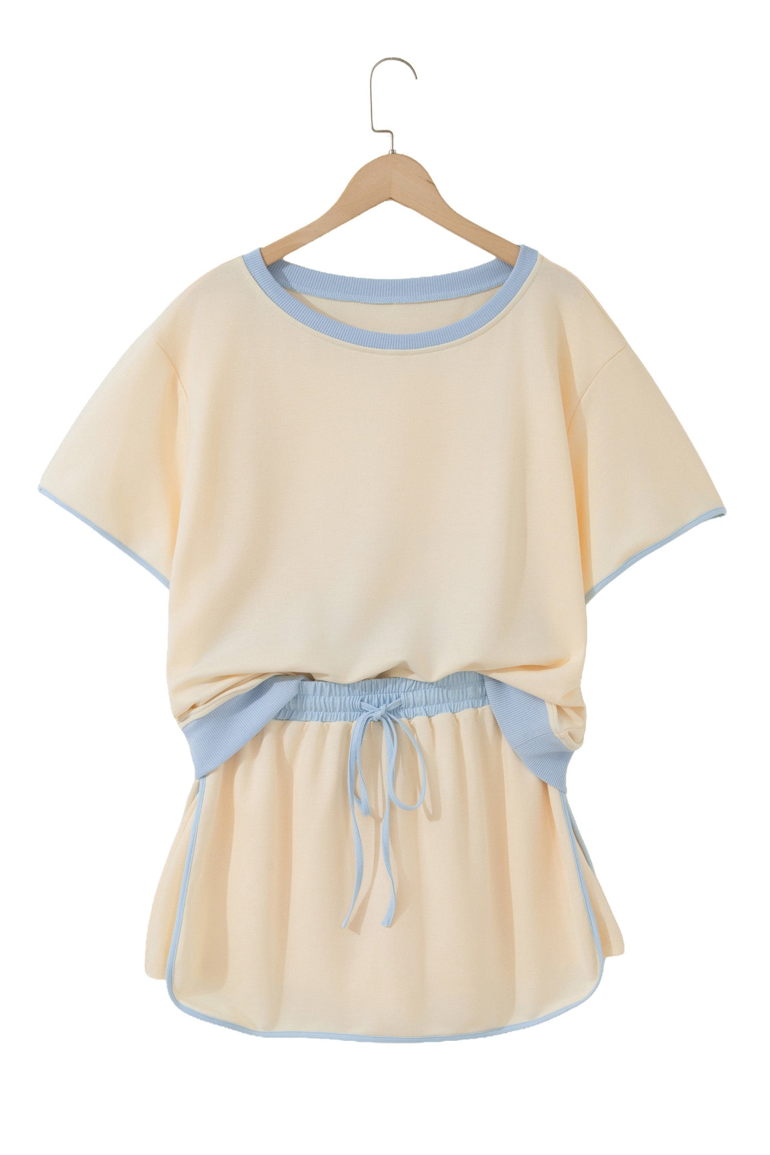 Colorblock Drop Shoulder T-Shirt & Skort Set