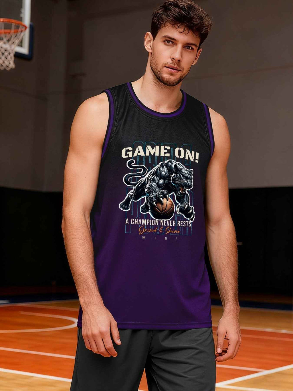 Game On! Grind & Shine Jaguar Purple Basketball Jersey - Front & Back Printing