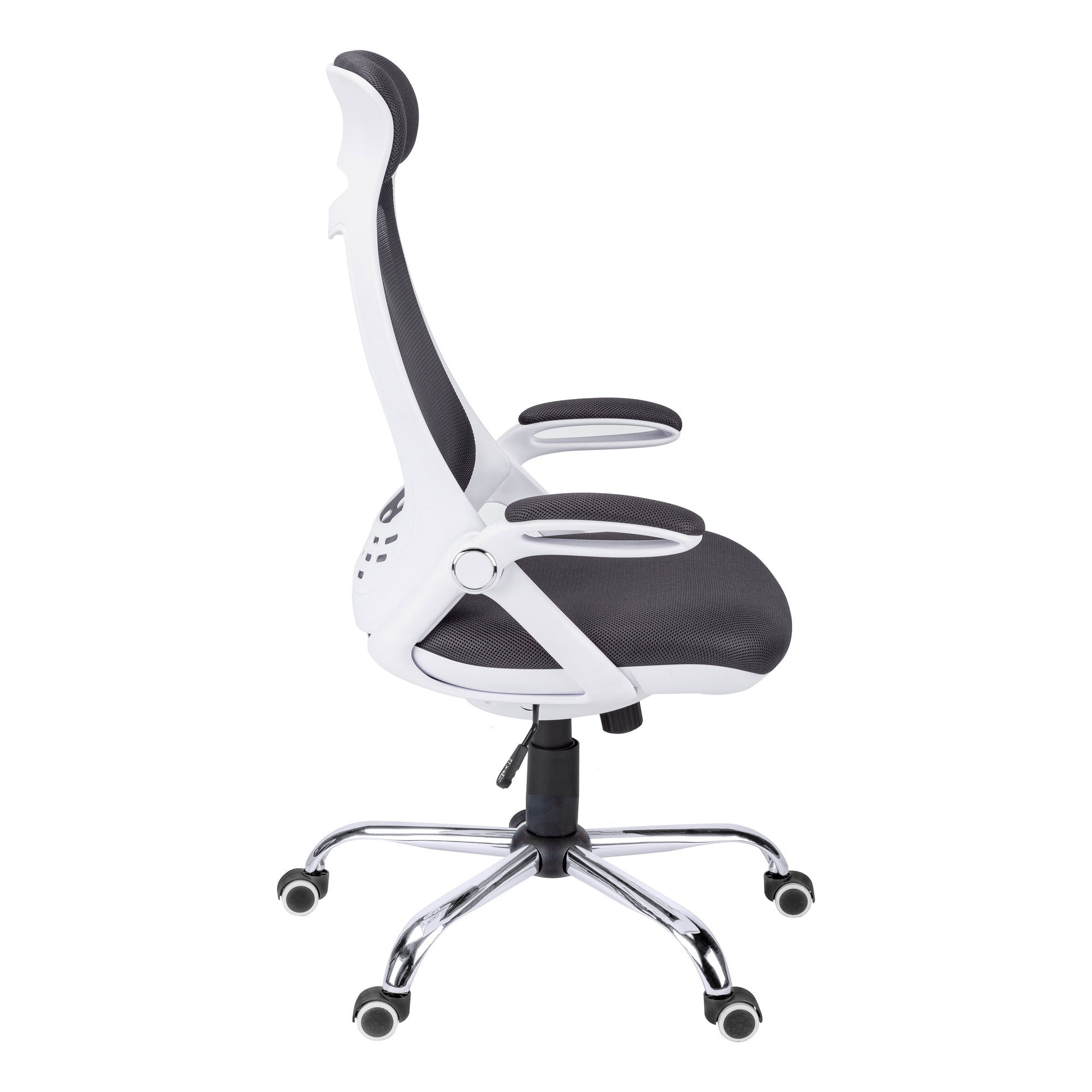Office Chair, Adjustable Height, Swivel, Ergonomic, Armrests, Computer Desk, Work, Grey Mesh, Chrome Metal, Contemporary, Modern