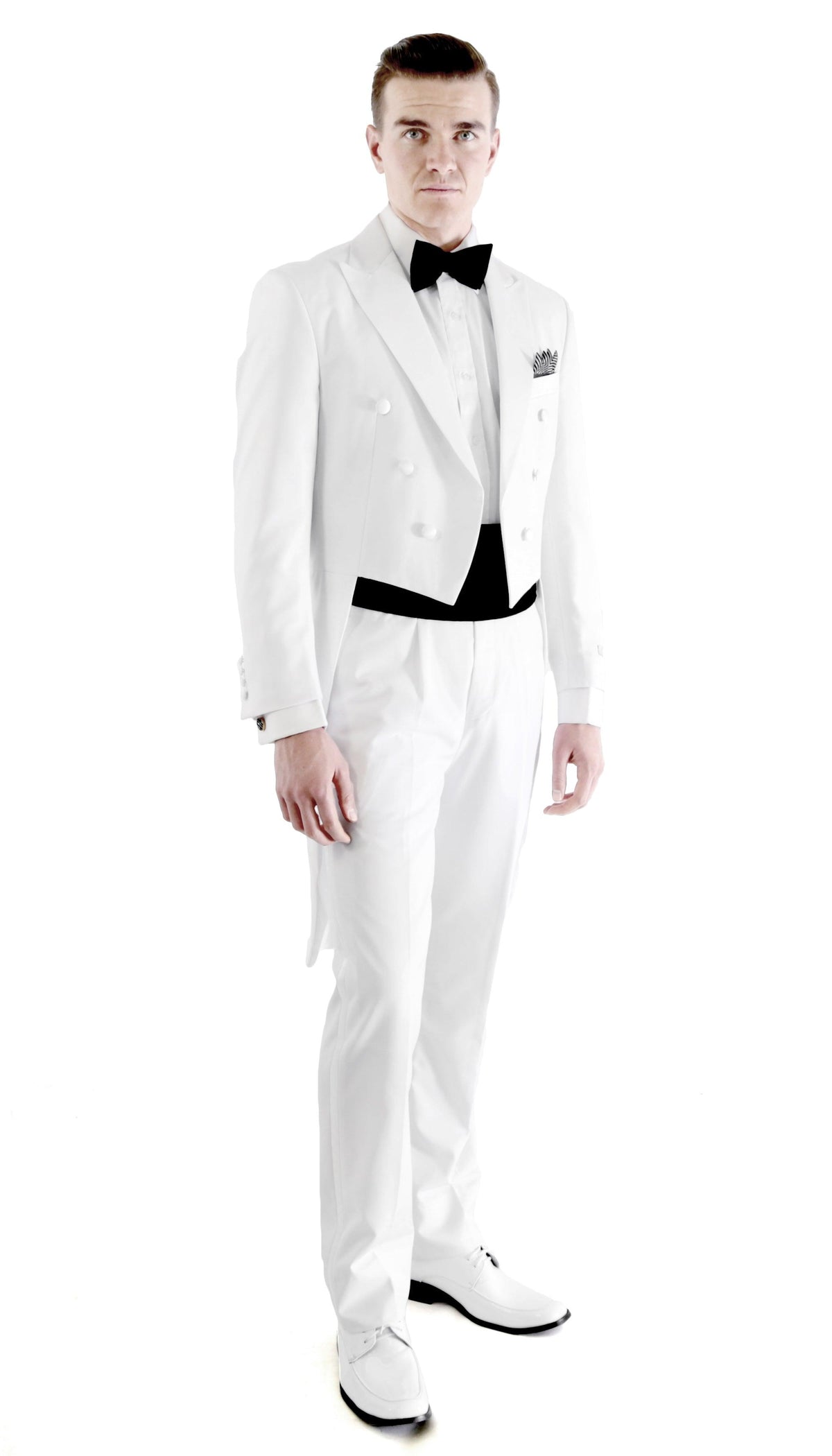Ferrecci Men’s Regular Fit Peak Lapel White Tailcoat Tuxedo Set