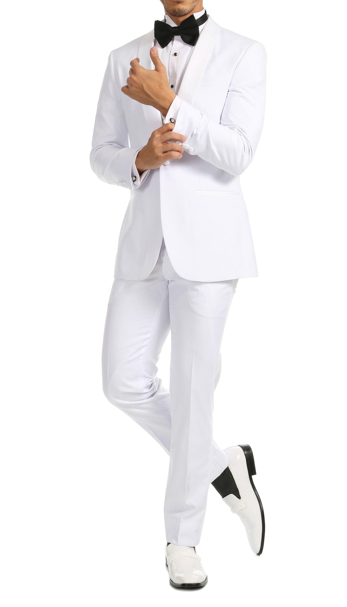 Men's White Shawl Lapel Tuxedo – Slim Fit 2 Piece Suit | Ferrecci Reno