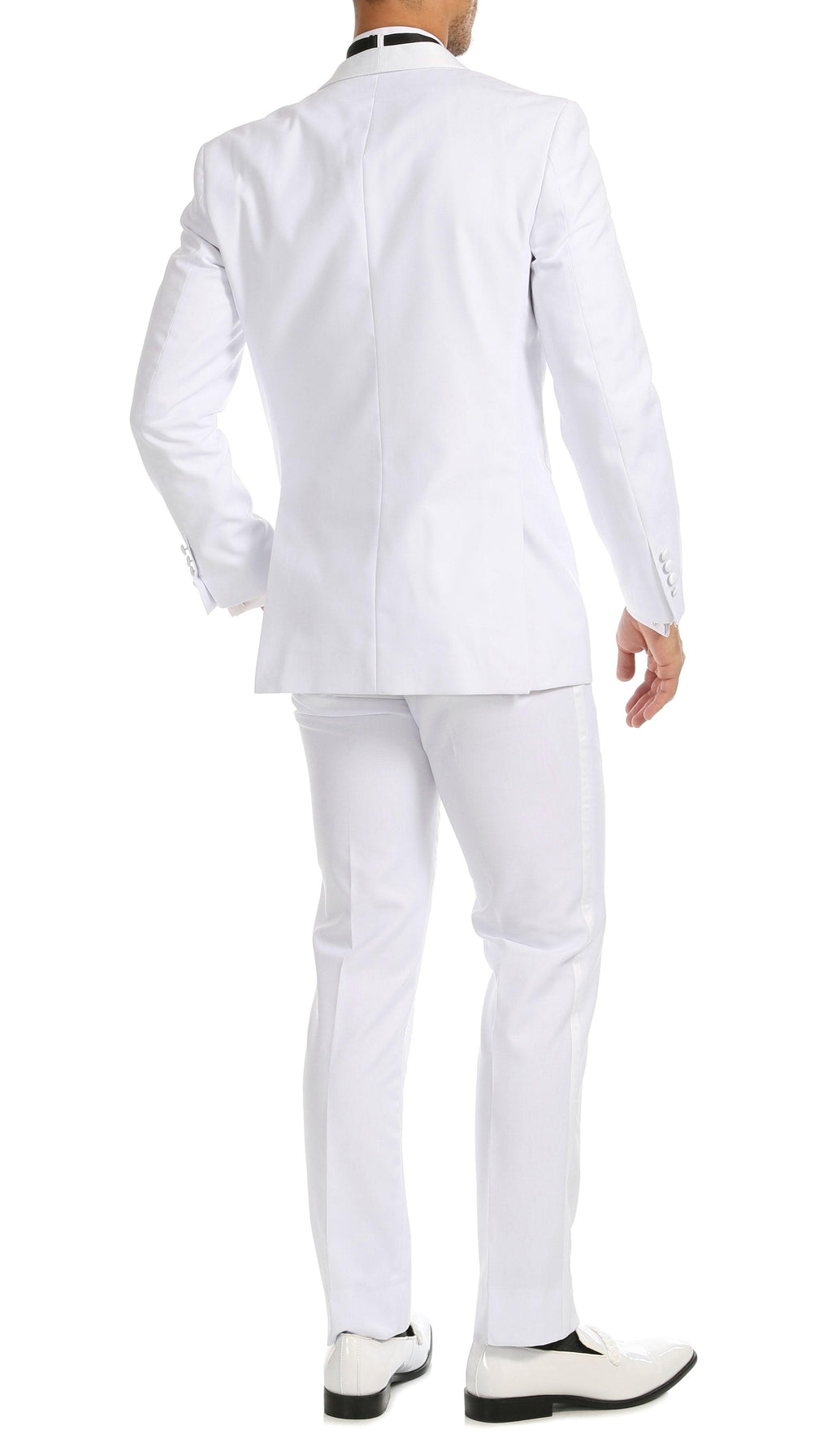 Men's White Shawl Lapel Tuxedo – Slim Fit 2 Piece Suit | Ferrecci Reno
