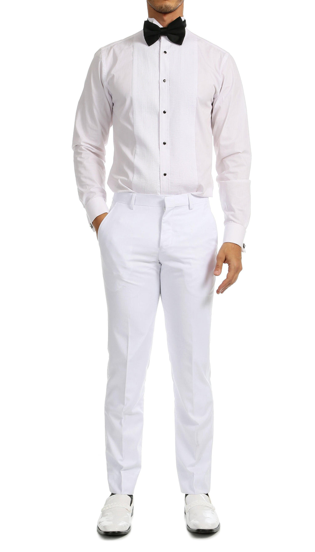 Men's White Shawl Lapel Tuxedo – Slim Fit 2 Piece Suit | Ferrecci Reno