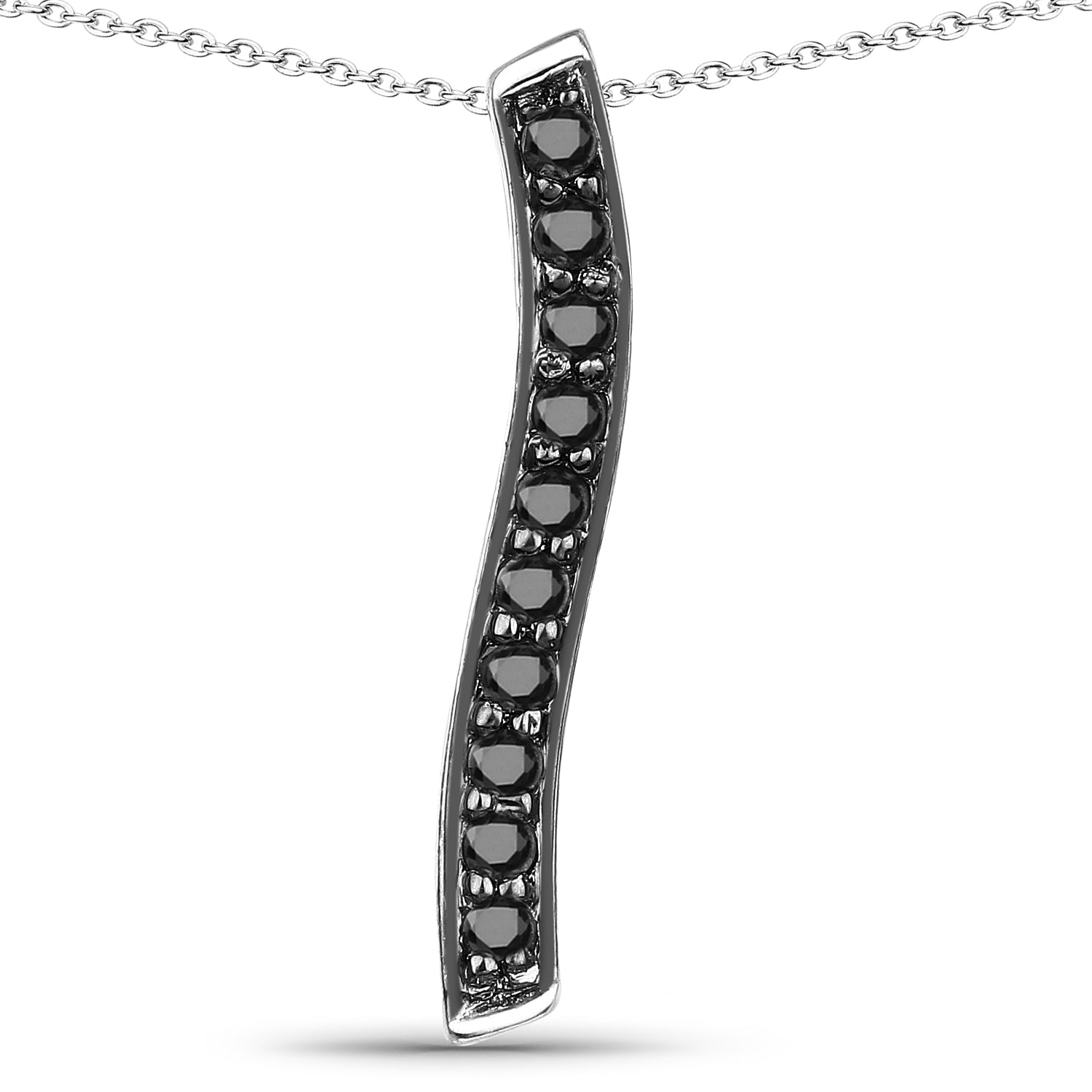 0.30 Carat Genuine Black Diamond .925 Sterling Silver Pendant