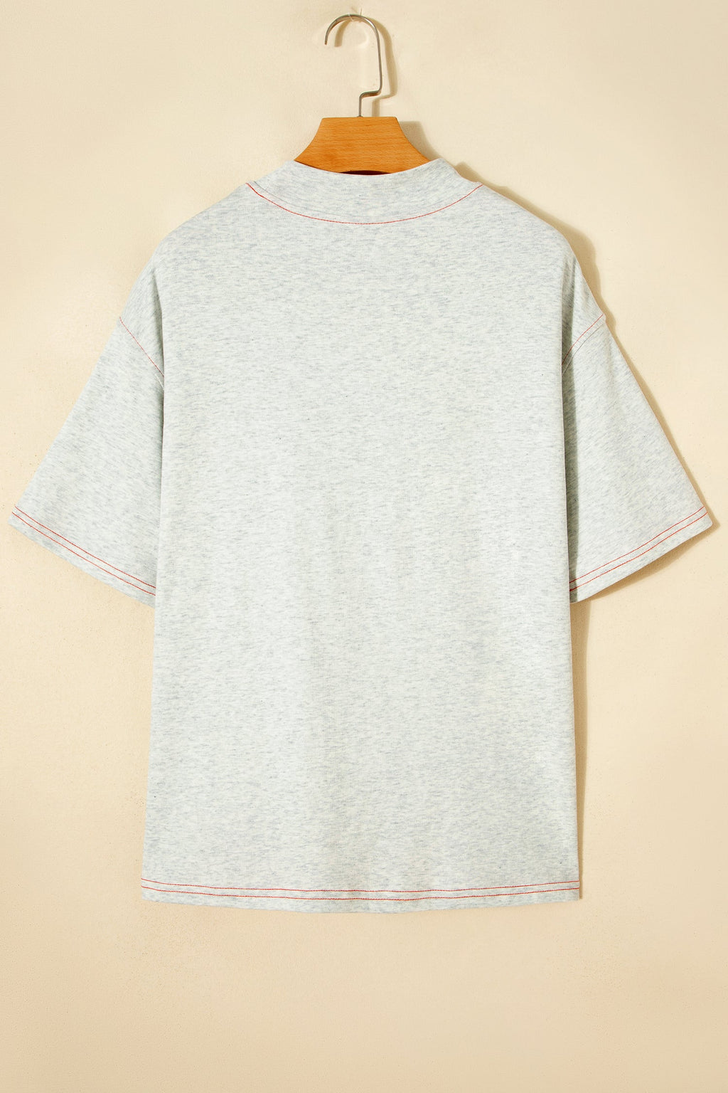 Reversible Contrast Stitching Mock Neck T-Shirt