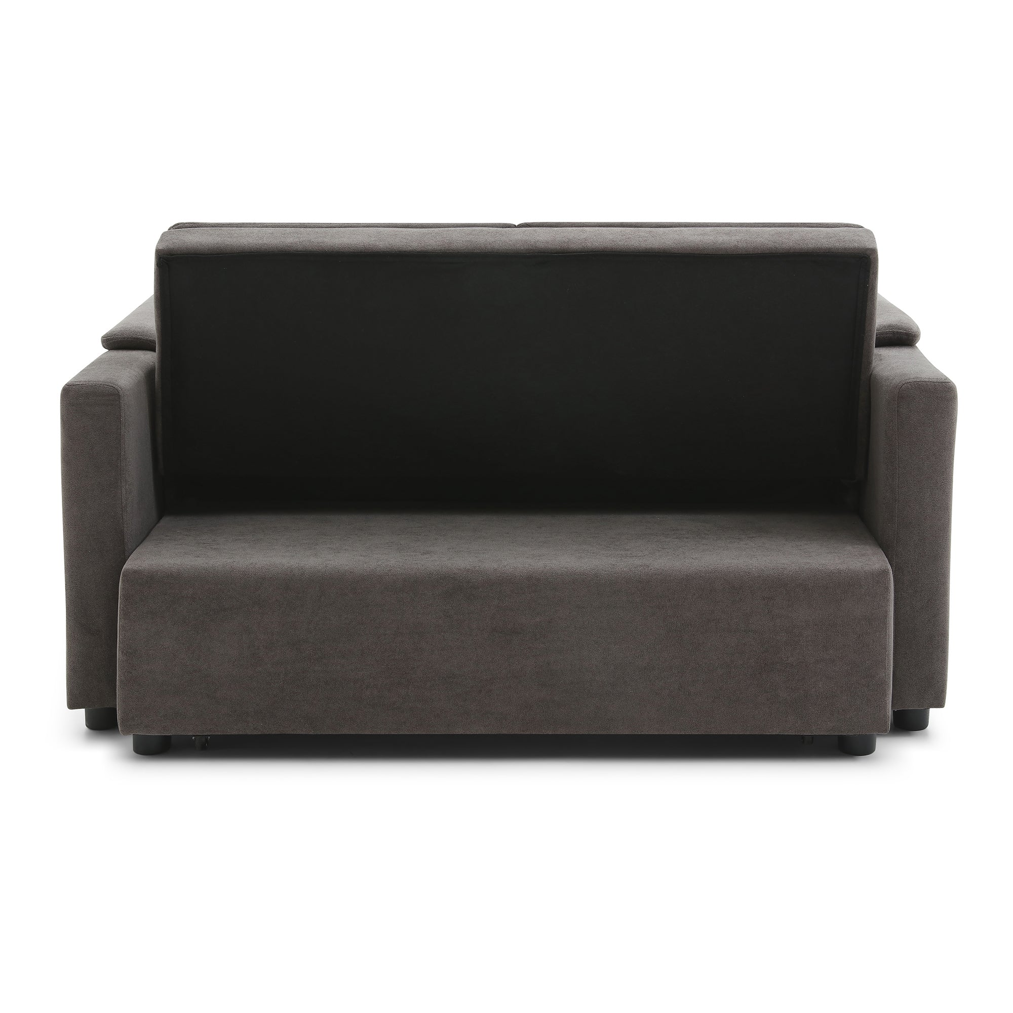 55' Velvet Two Seater Pull Out Sofa Bed, Adjustable Backrest With  USB Ports, Two Side Pockets, 3 in 1 Convertible Sleeper Sofa Bed, Modern Love Seat Lounge,2 waist pillows for living rooms,GREY