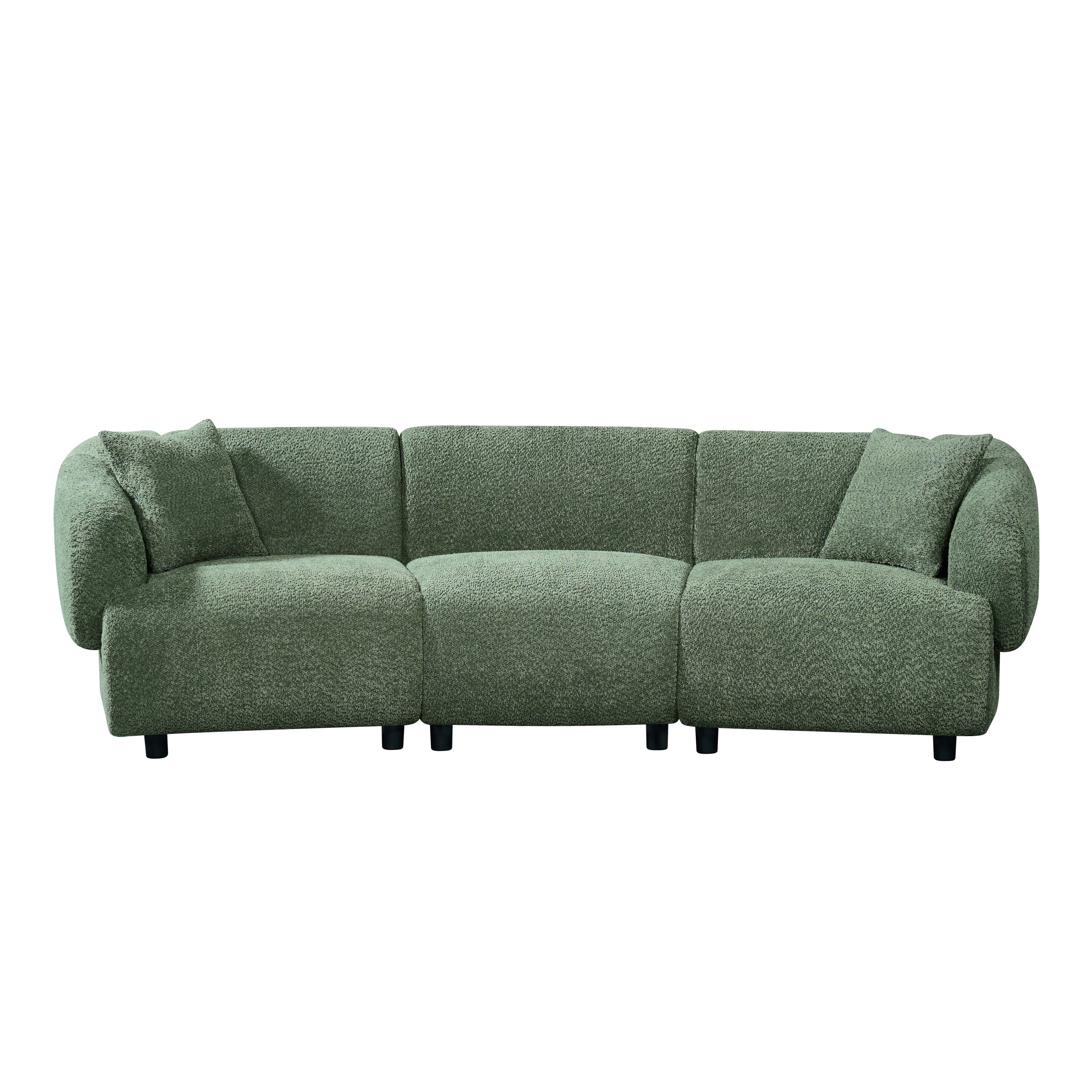 98.5 ' Curved Designed Contemporary 3-Seater Sofa in Green: Plush Seating, Streamlined Design, and Durable Frame – Ideal for Stylish Living Spaces