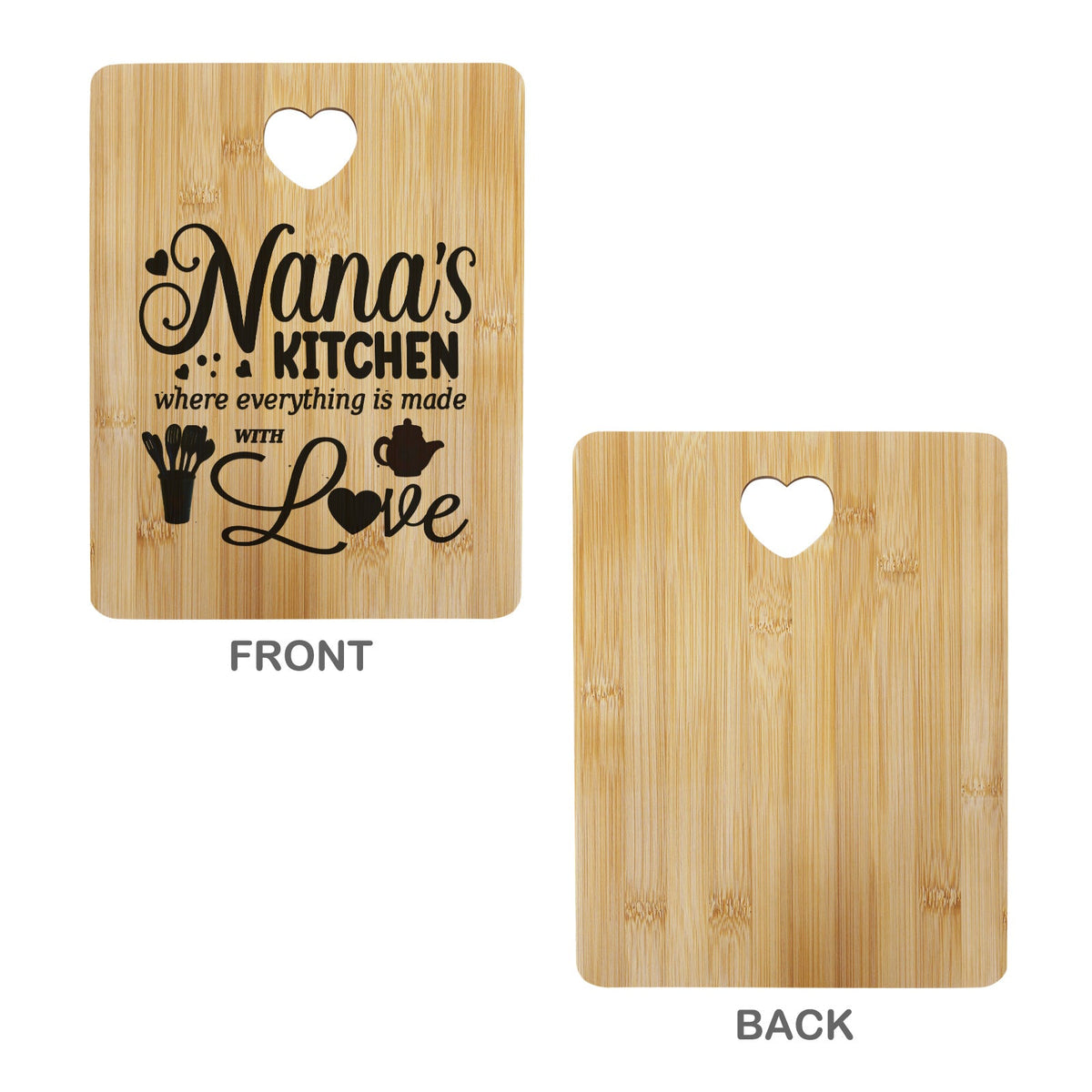 Nana's Kitchen Made with Love Custom Rectangle Bamboo Cutting Board (One Side Printing) | Ships from USA