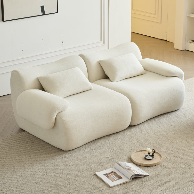 Sofa in a Box, Memory Foam 2-Seater Couch, Modern Compression Sofa with Deep Seat, No Assembly Required, Couch for Living Room Bedroom Apartment, White