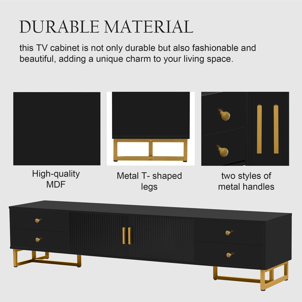U-Can TV Stand for 65+ Inch TV, Entertainment Center TV Media Console Table, Modern TV Stand with Storage, TV Console Cabinet Furniture for Living Room