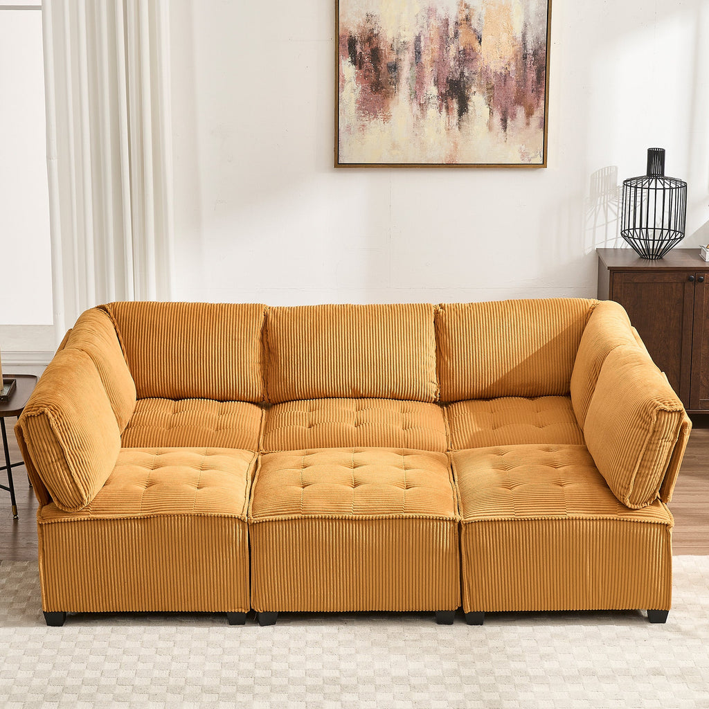 UNITED WE WIN Modular Sectional Sofa U Shaped Modular Couch with Reversible Chaise Modular Sofa Sectional Couch,6- Seat Convertible Sofa,Fit for Living Room