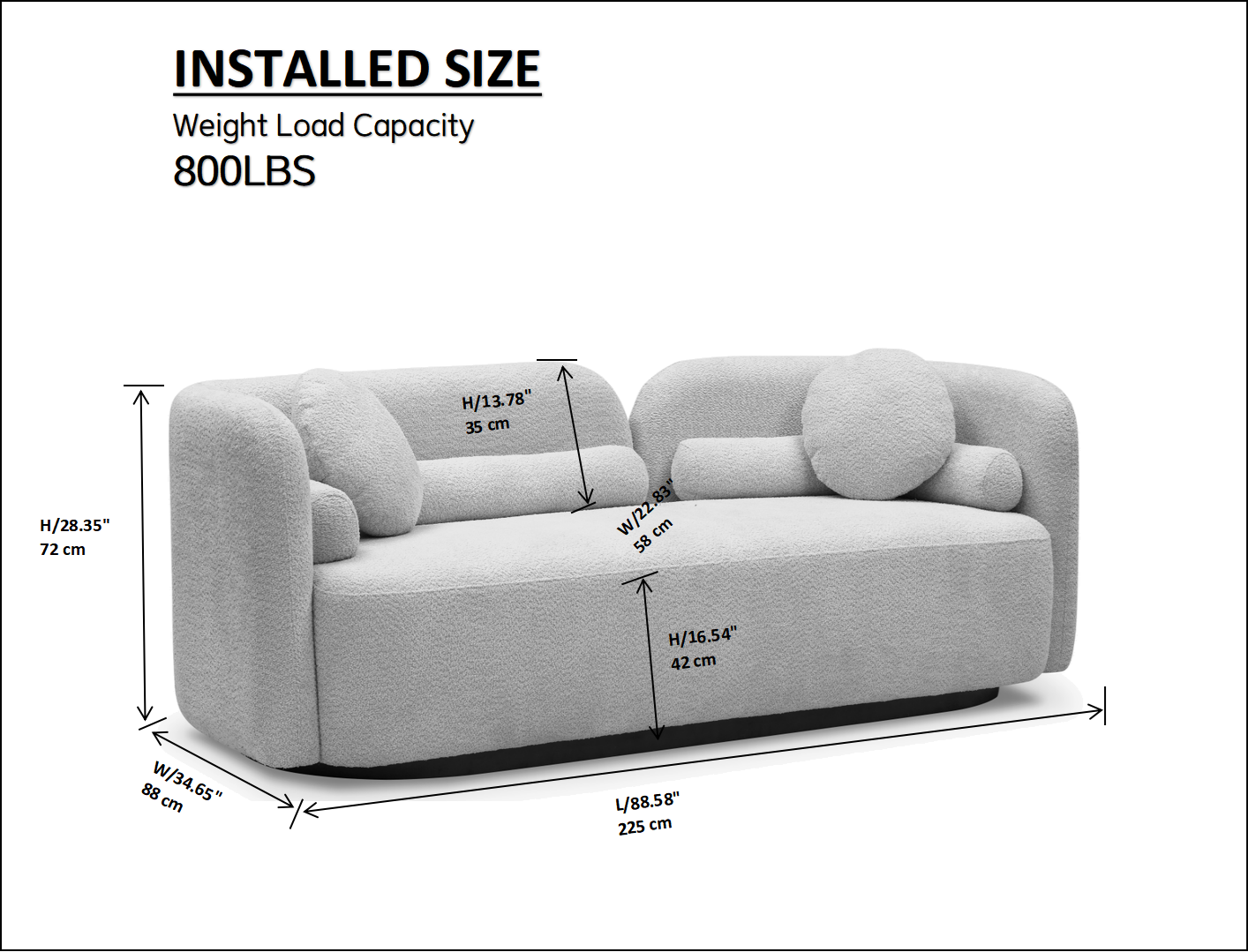 1+2 Luxury Modern Sofa Couch for Living Room, White Boucle Upholstered Cloud Couch for Apartment Home Office, 3 Seater
