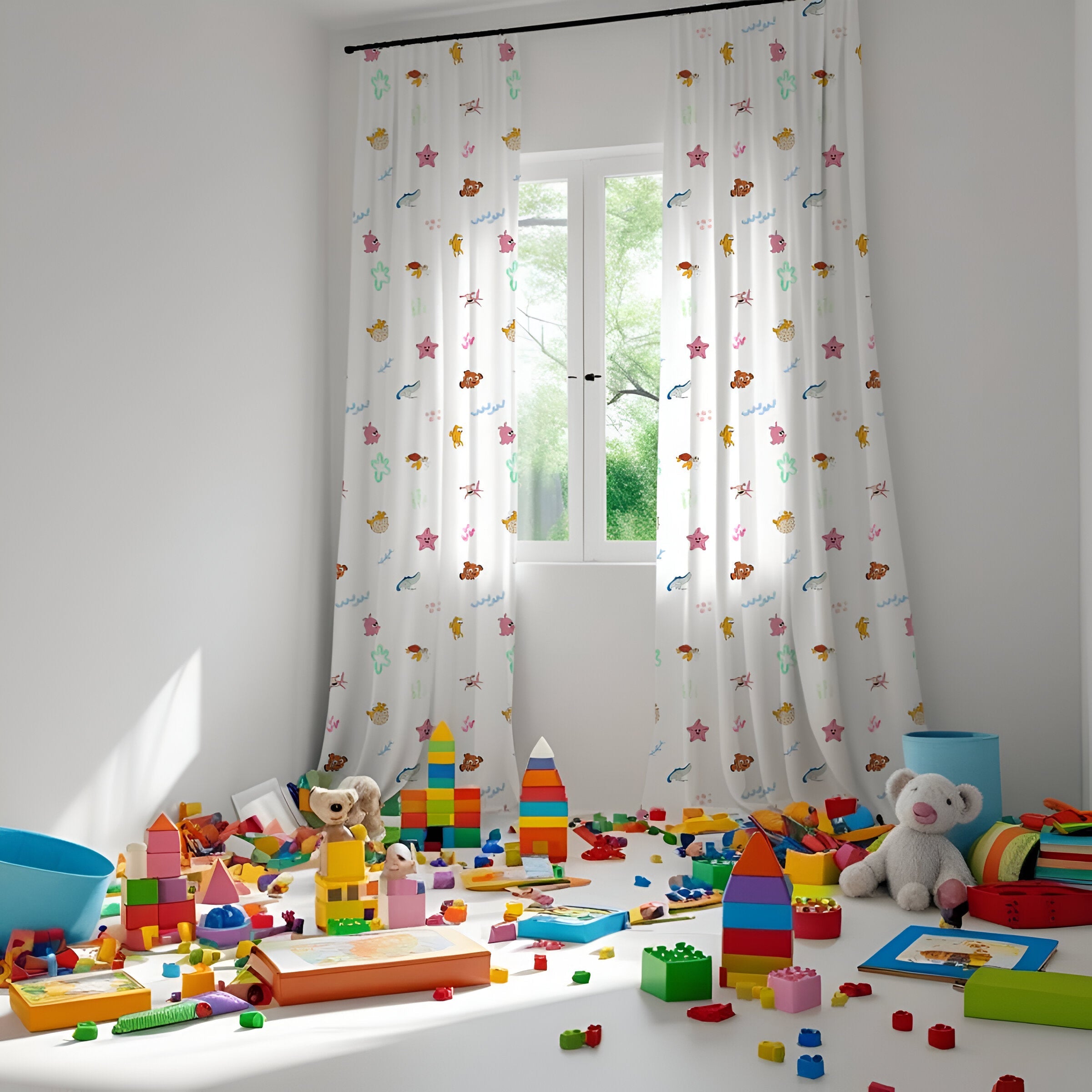 Finding Nemo Themed Baby Room Curtain
