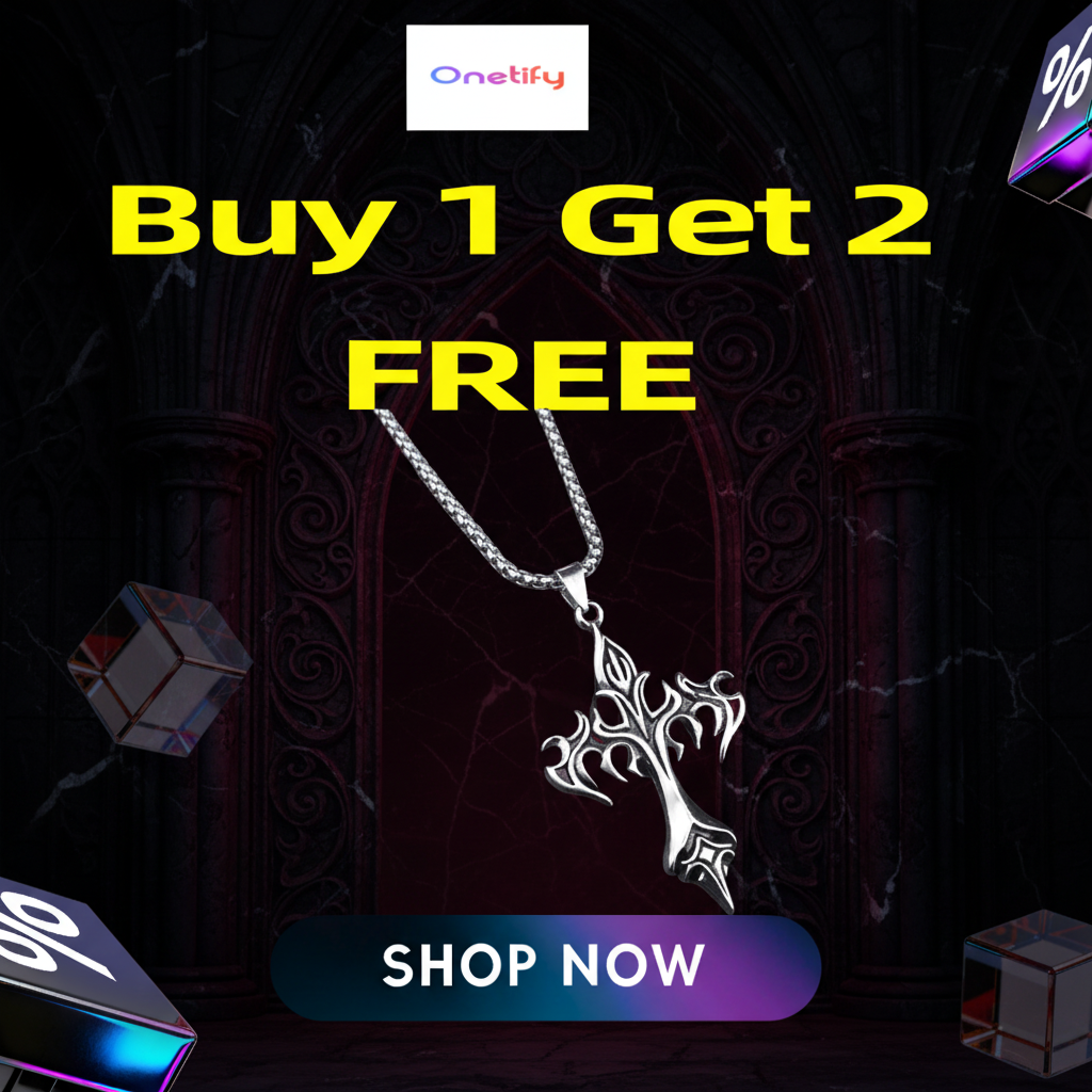 Flaming Gothic Style Cross Necklace