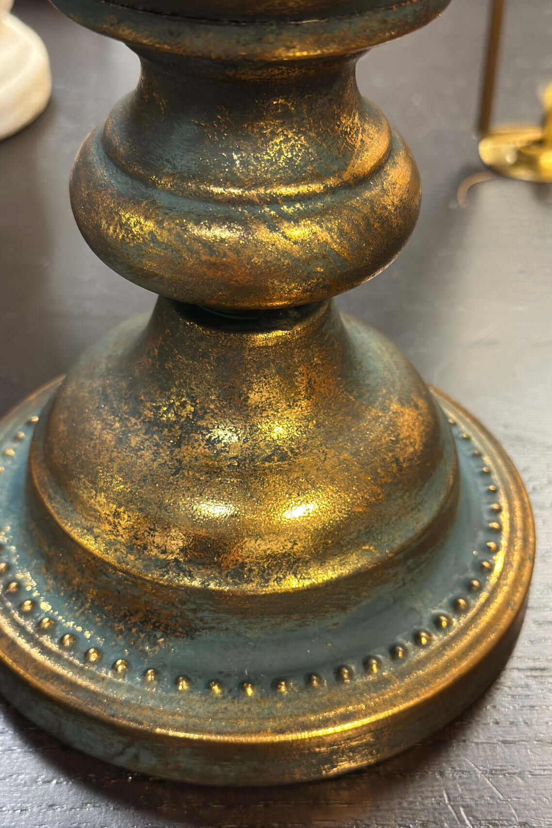 French Country Antique Gold Urn Vase with Handles