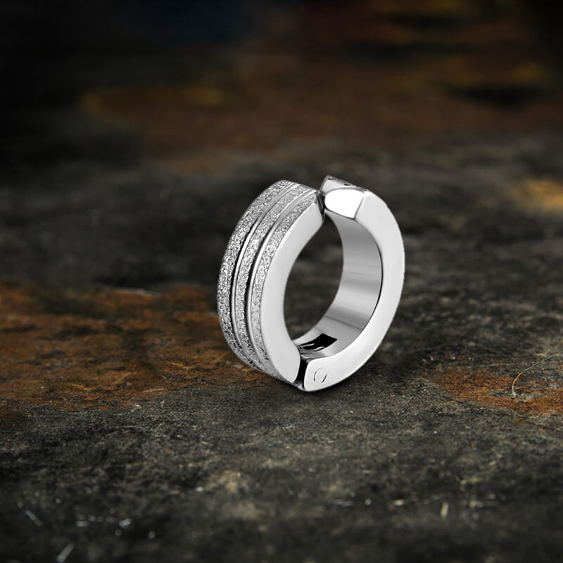 Frosted Geometric Stainless Steel Hoop Ear Cuffs