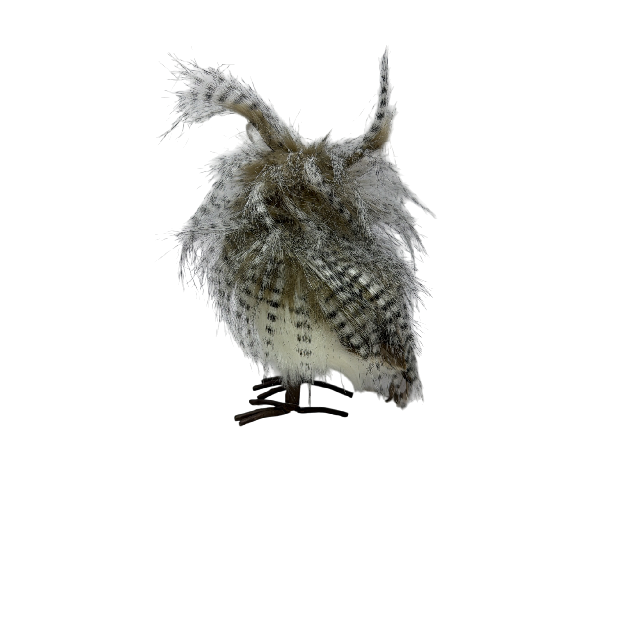 Faux Fur Owl Figurine Feathers Up