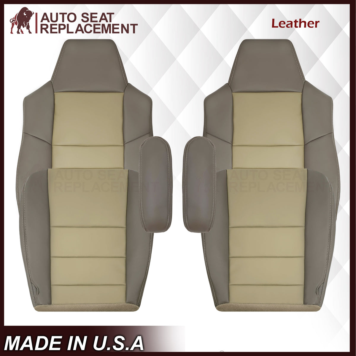 2002 - 2004 Ford Excursion Eddie Bauer Replacement Seat Covers 2 Tone Gray-Tan: Choose From Variations