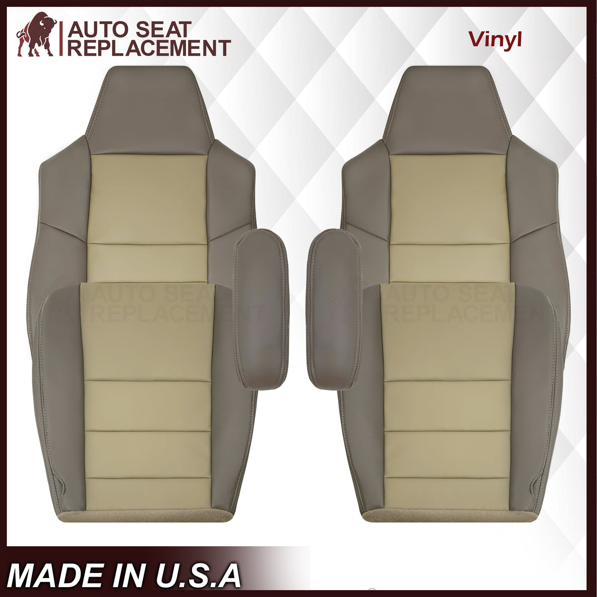 2002 - 2004 Ford Excursion Eddie Bauer Replacement Seat Covers 2 Tone Gray-Tan: Choose From Variations