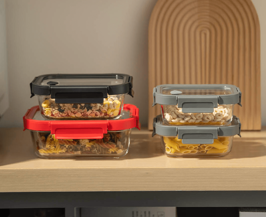 Glass Containers & Lids - Rectangular