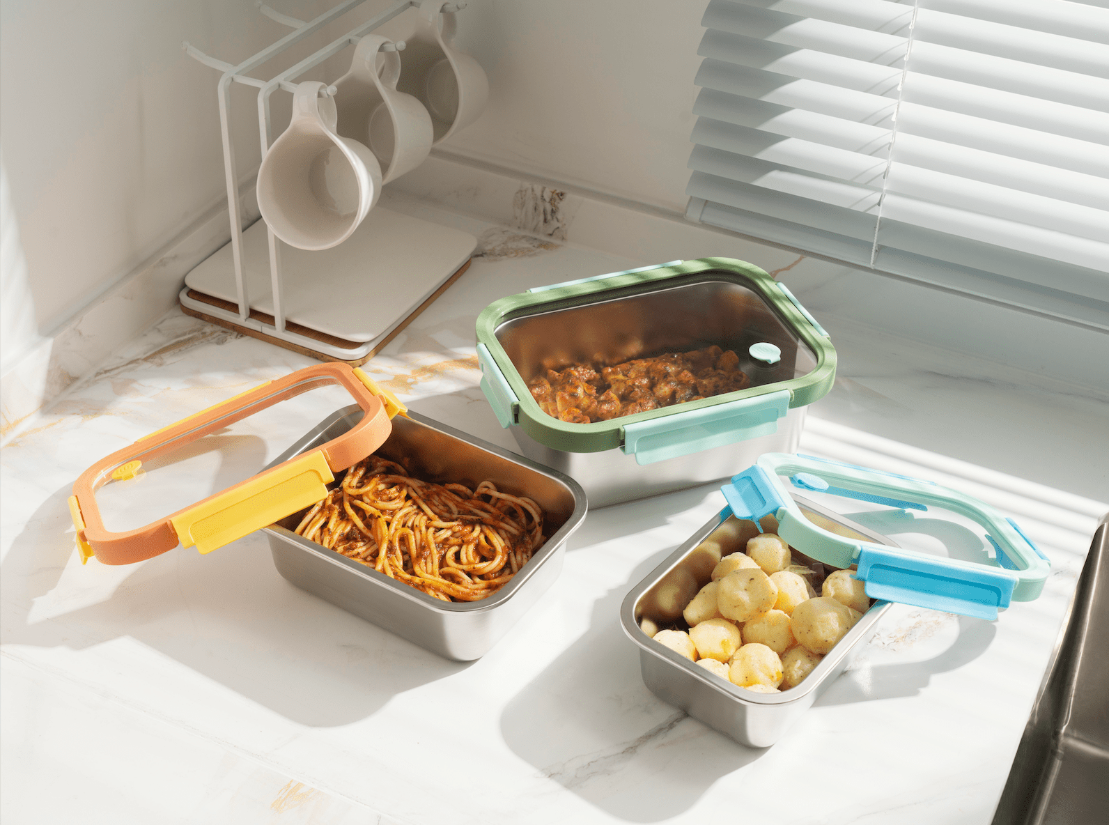 Multicolor Microwave Safe Stainless Steel Set