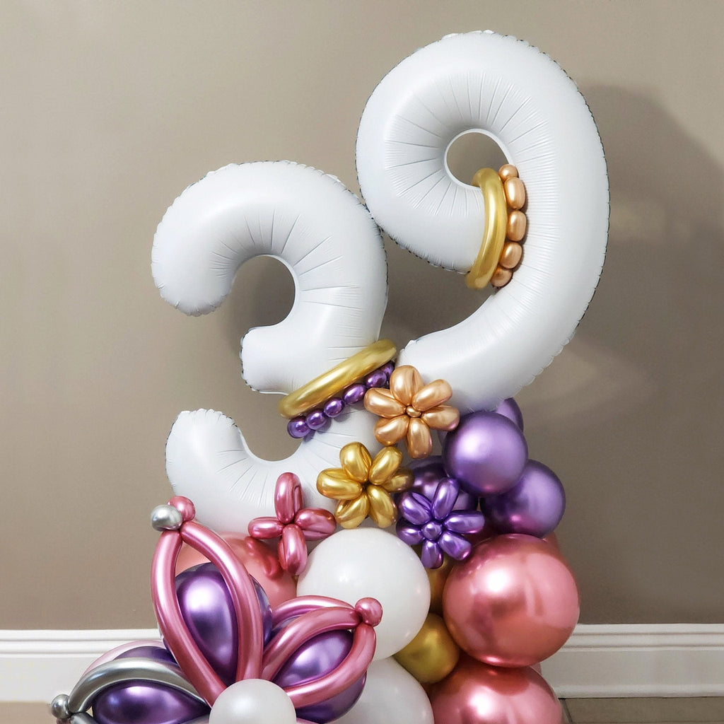 Matte White Number Balloon – 32" Mylar Foil | Ellie’s Party Supply