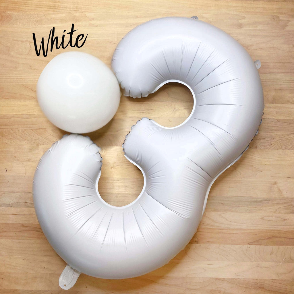 Matte White Number Balloon – 32" Mylar Foil | Ellie’s Party Supply