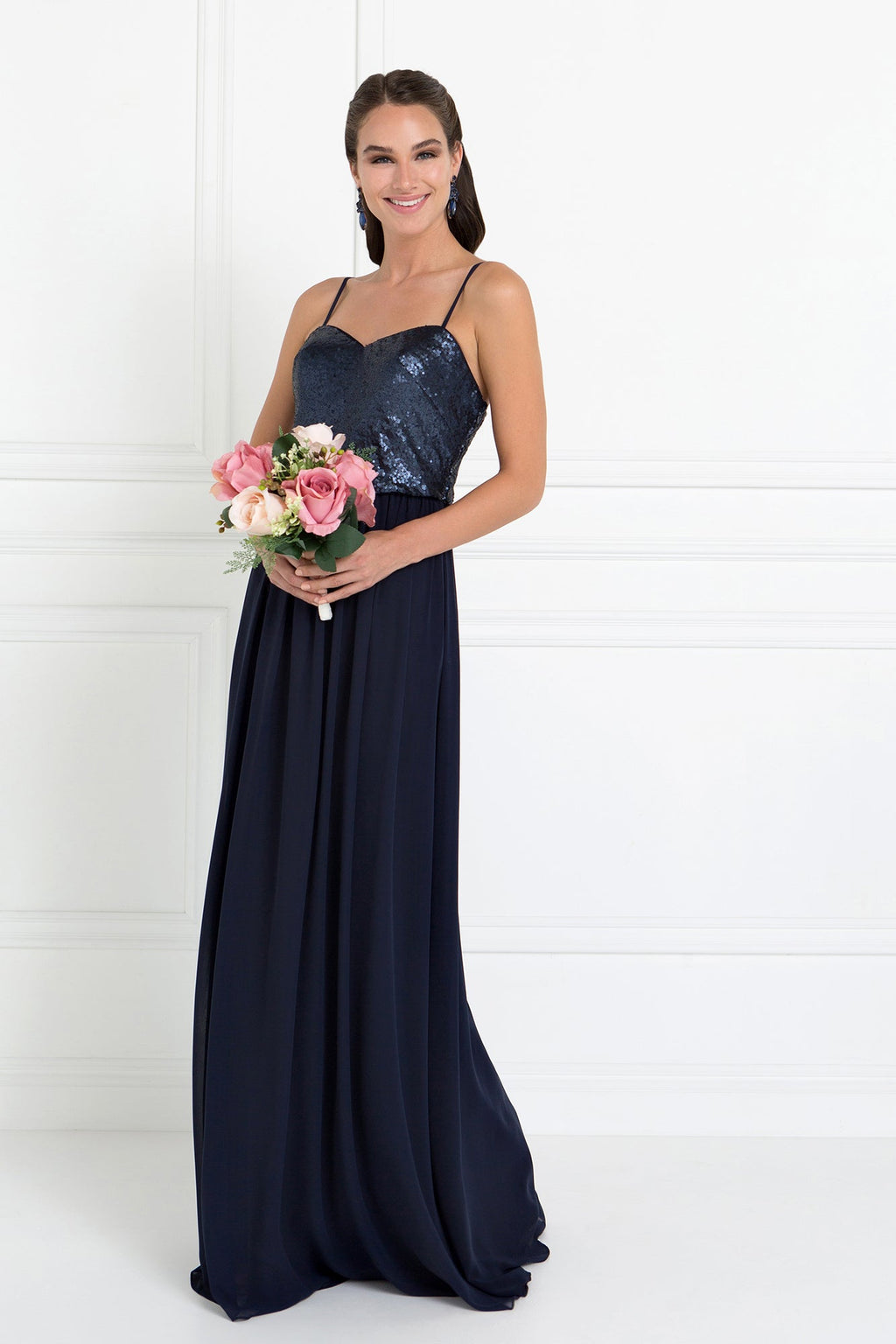 Full Sequin Top Chiffon Long Prom Dress GLGL2416