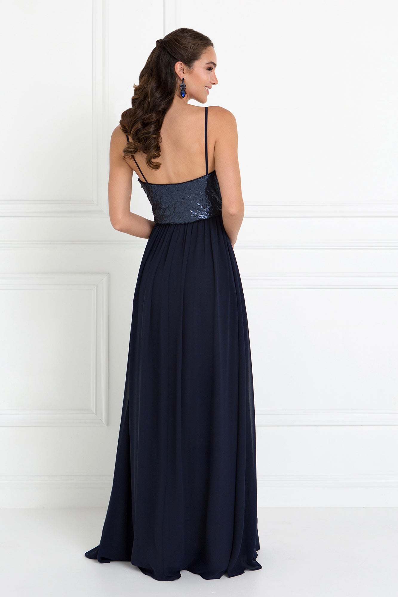 Full Sequin Top Chiffon Long Prom Dress GLGL2416