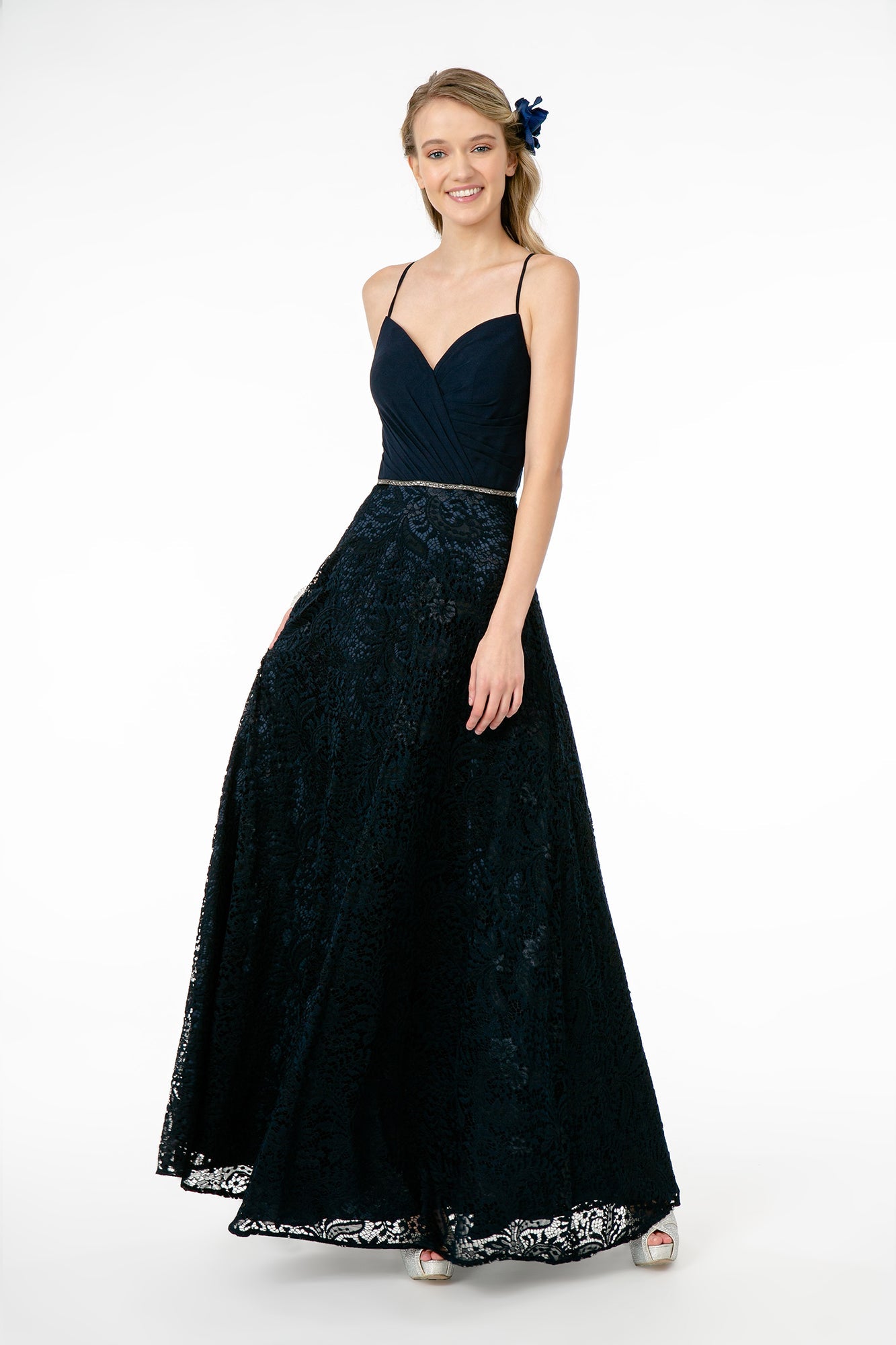 Sweetheart Neckline Lace A-Line w/ Cut-Out-Back Long Prom Dress GLGL2667