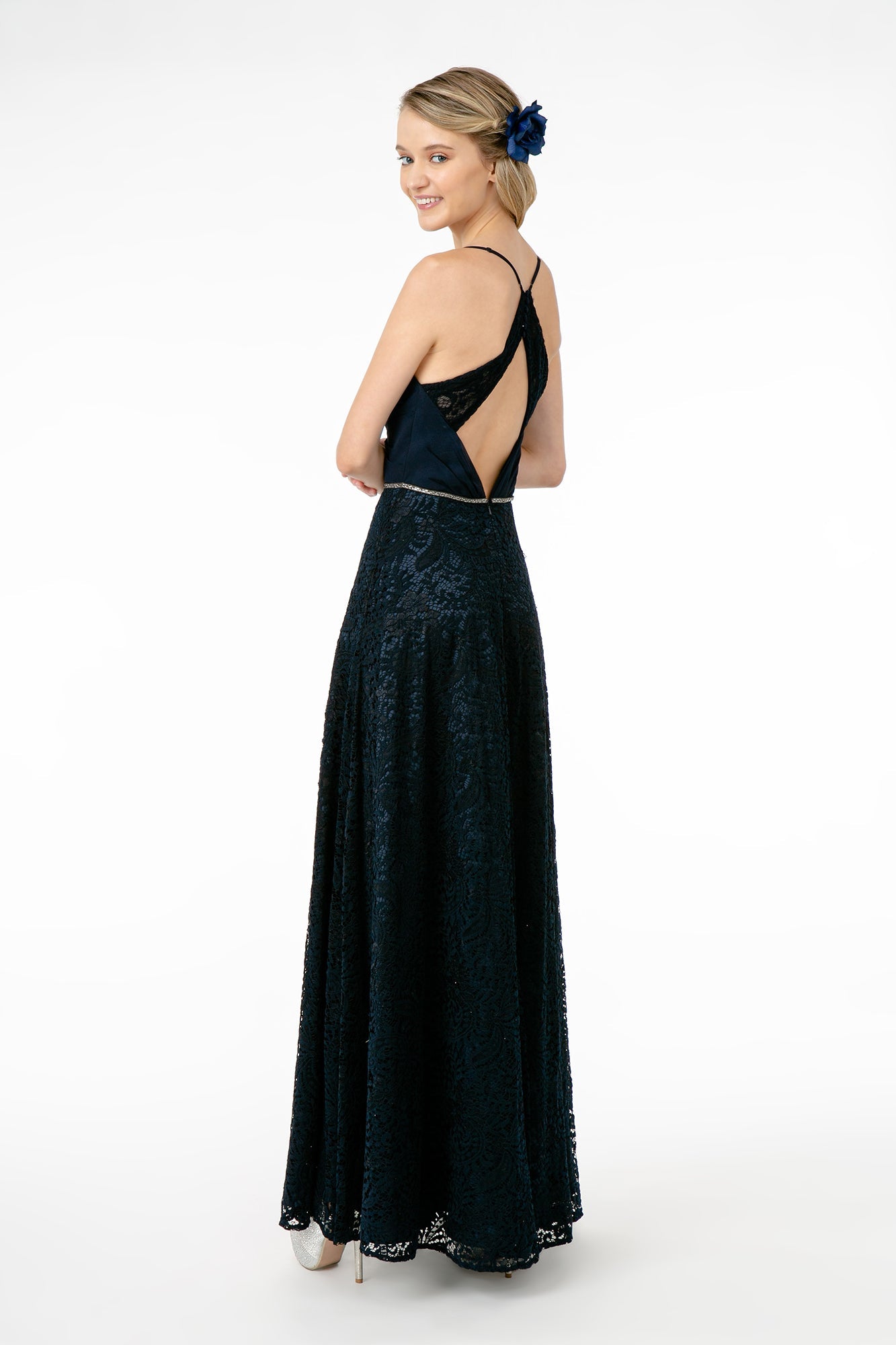 Sweetheart Neckline Lace A-Line w/ Cut-Out-Back Long Prom Dress GLGL2667