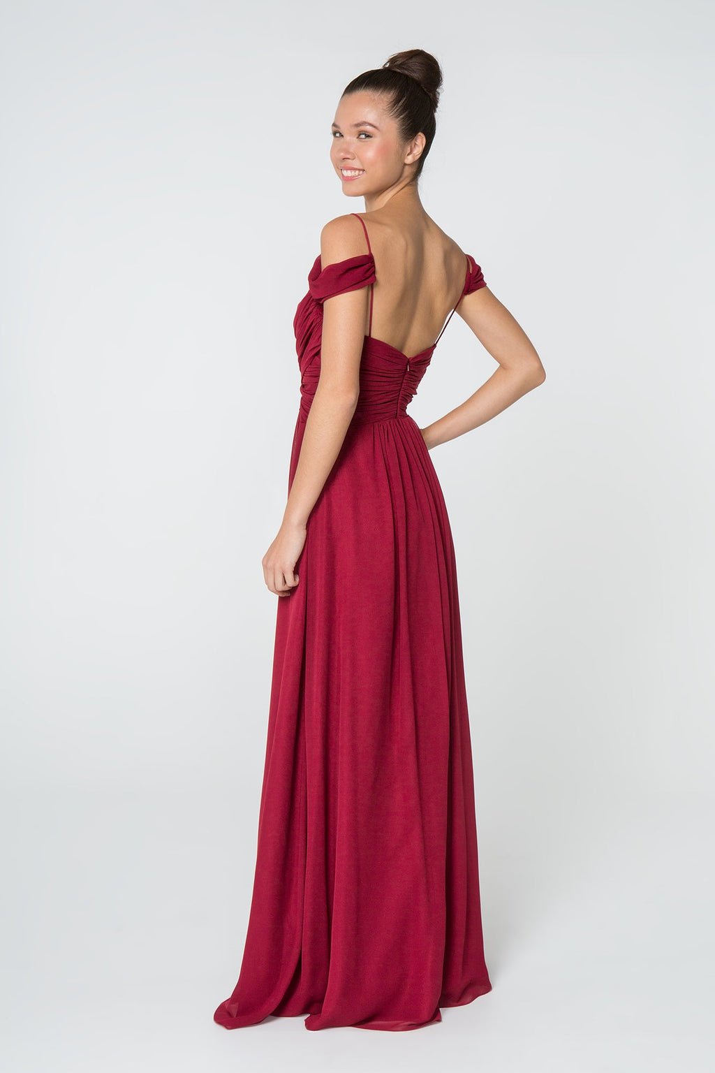 Luminous Chiffon Ruched Sweetheart Long Bridesmaid Luxurious Formal Gown for Formal GLGL28