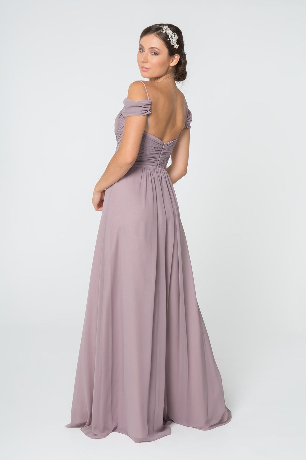 Luminous Chiffon Ruched Sweetheart Long Bridesmaid Luxurious Formal Gown for Formal GLGL28