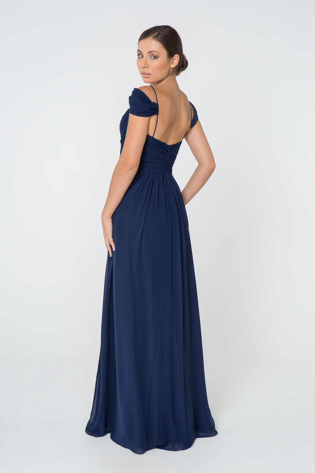 Luminous Chiffon Ruched Sweetheart Long Bridesmaid Luxurious Formal Gown for Formal GLGL28