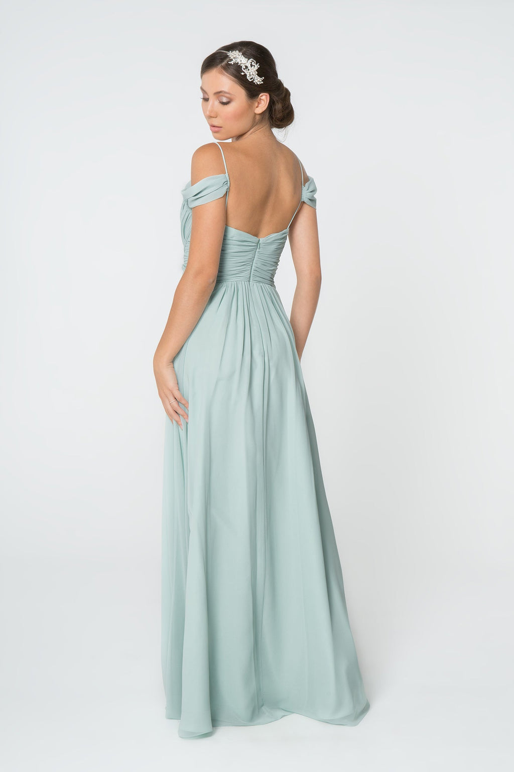 Luminous Chiffon Ruched Sweetheart Long Bridesmaid Luxurious Formal Gown for Formal GLGL28