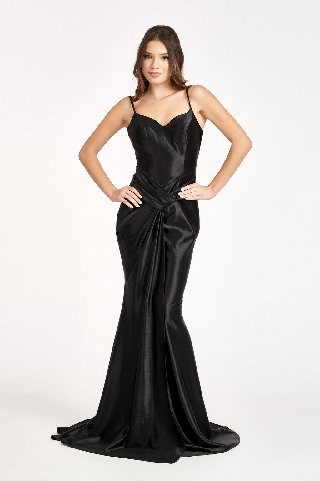 Sweetheart Satin Mermaid Bridesmdi Gown w/ Open Back & Gathered Waistline GLGL3044
