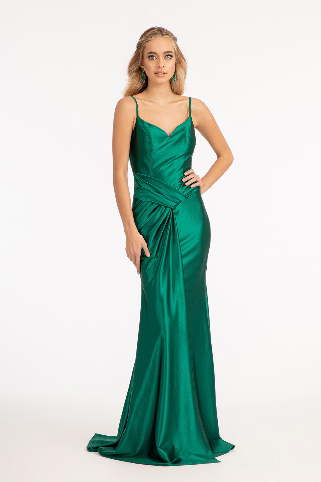 Sweetheart Satin Mermaid Bridesmdi Gown w/ Open Back & Gathered Waistline GLGL3044