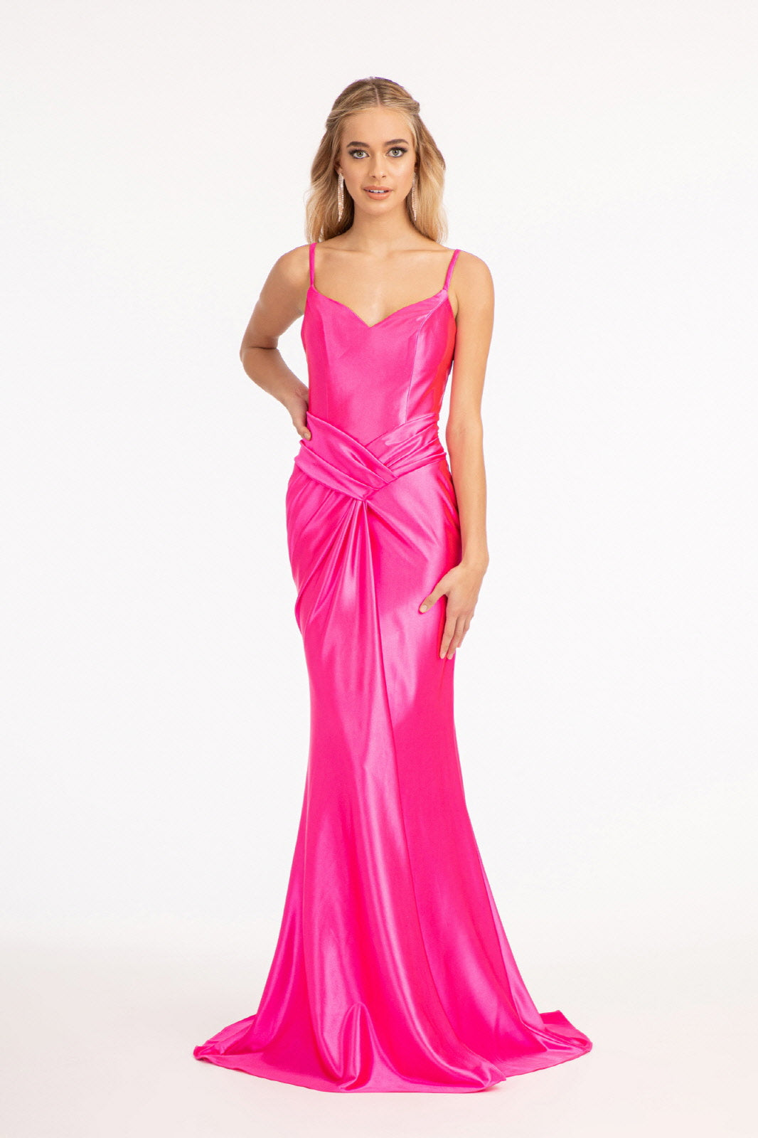 Sweetheart Satin Mermaid Bridesmdi Gown w/ Open Back & Gathered Waistline GLGL3044