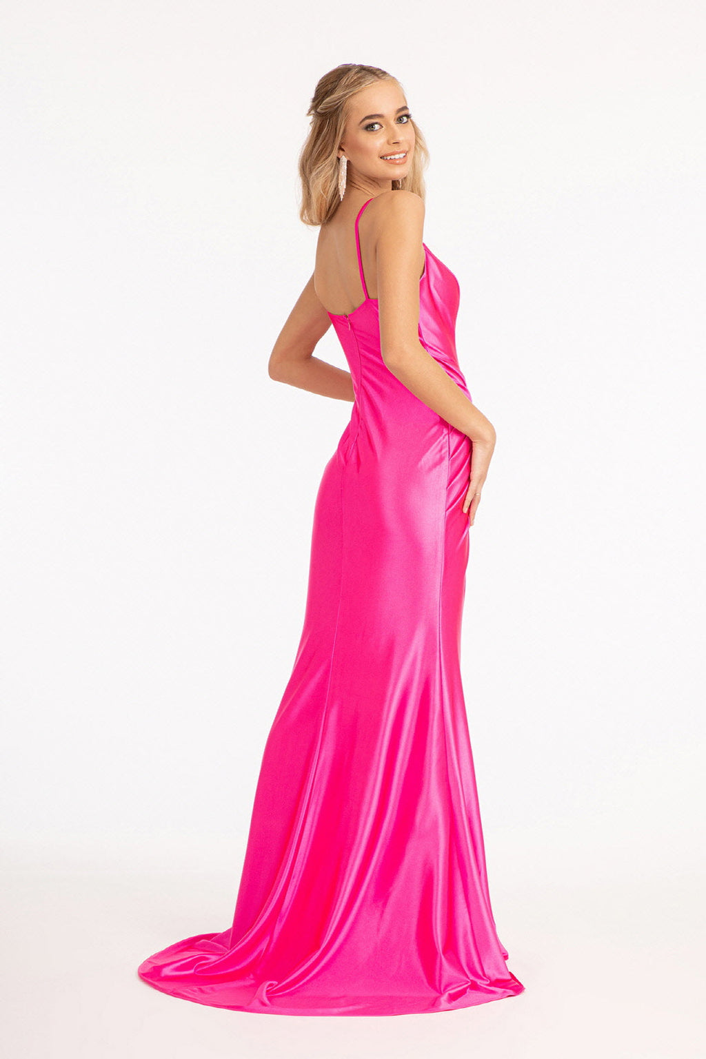 Sweetheart Satin Mermaid Bridesmdi Gown w/ Open Back & Gathered Waistline GLGL3044