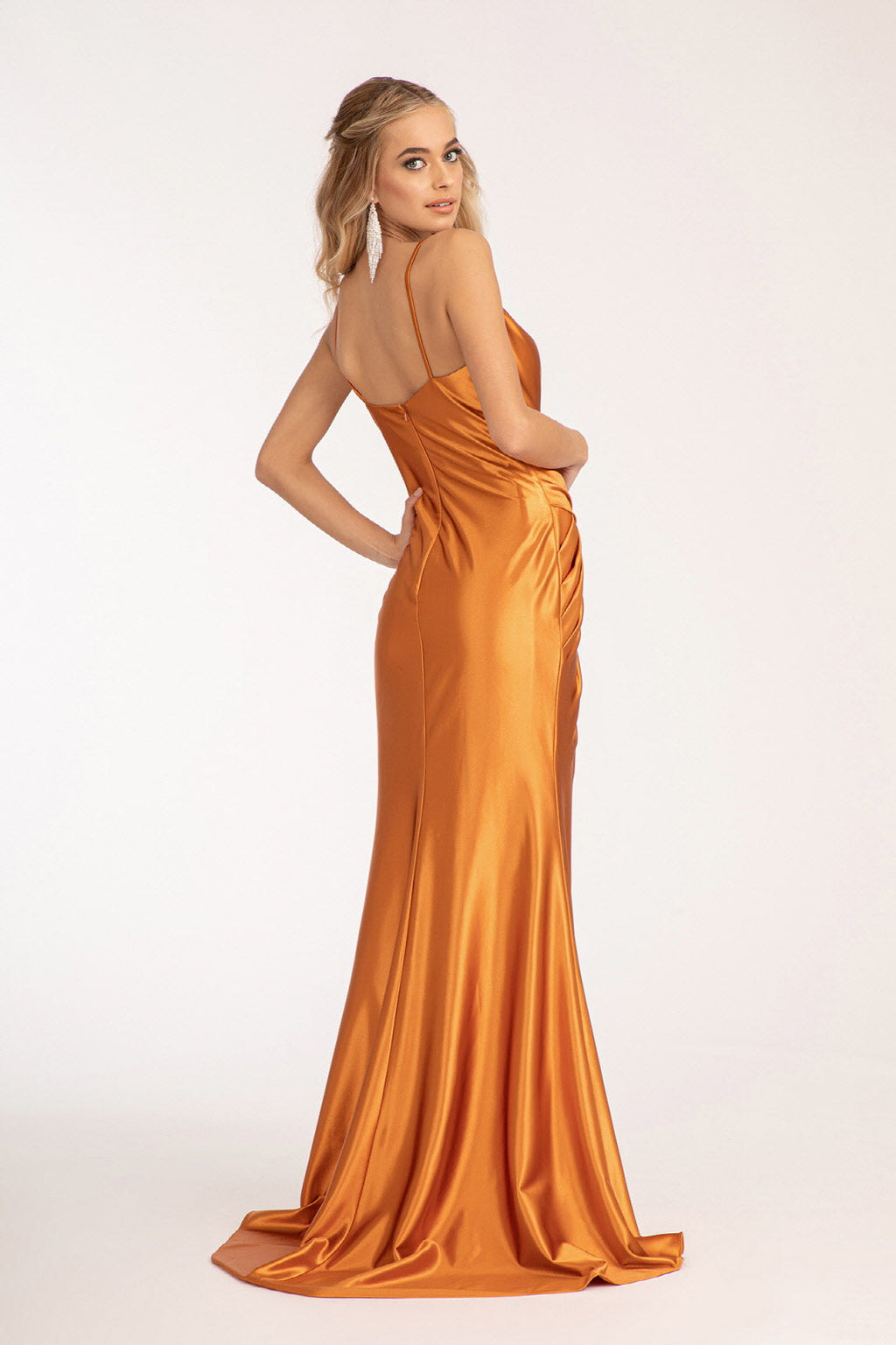 Sweetheart Satin Mermaid Bridesmdi Gown w/ Open Back & Gathered Waistline GLGL3044