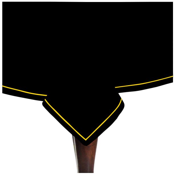 Single Embroidery Border Sateen Cotton Solid Table Cloth - Black