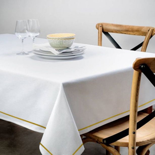 Single Embroidery Border Sateen Cotton Solid Table Cloth