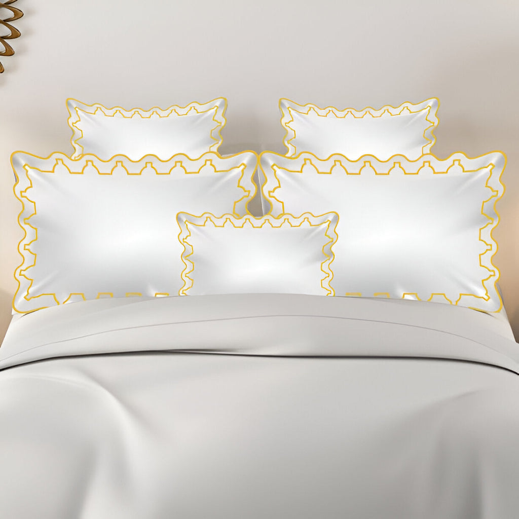 Imaginary Scallop 400TC Cotton Embroidery Sateen Solid Duvet Cover Set