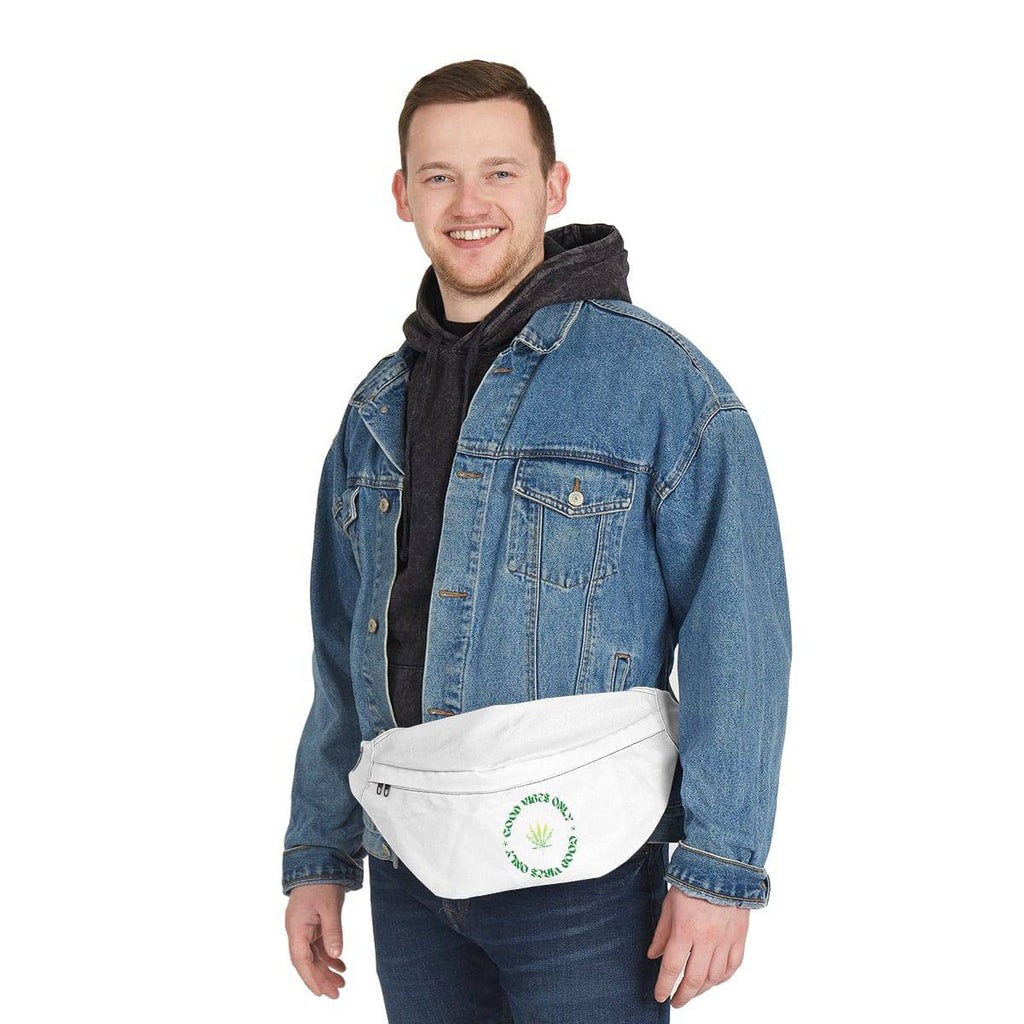 Good Vibes Only White Marijuana Themed Fanny Pack