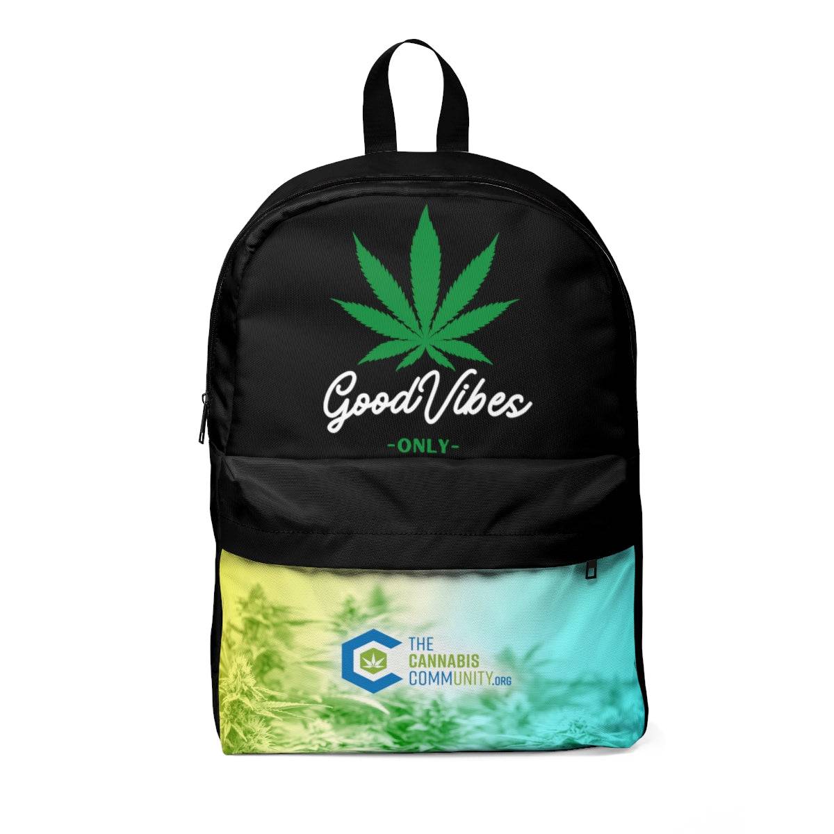 Good Vibes Only Black Marijuana Backpack