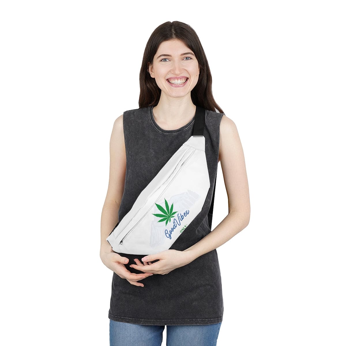 Good Vibes Only Mountain White Weed Fanny Pack