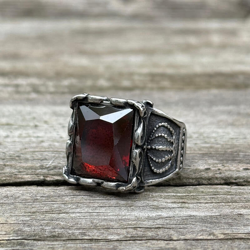 Gothic Crown Stainless Steel CZ Ring