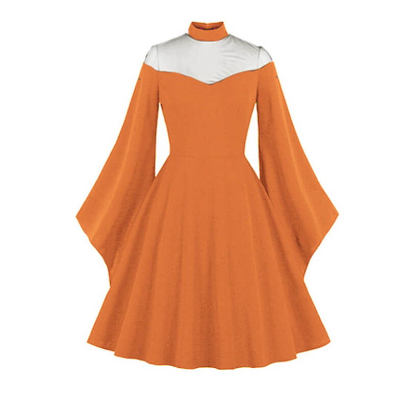 Gothic Mesh Patchwork Flared Sleeve Dress
