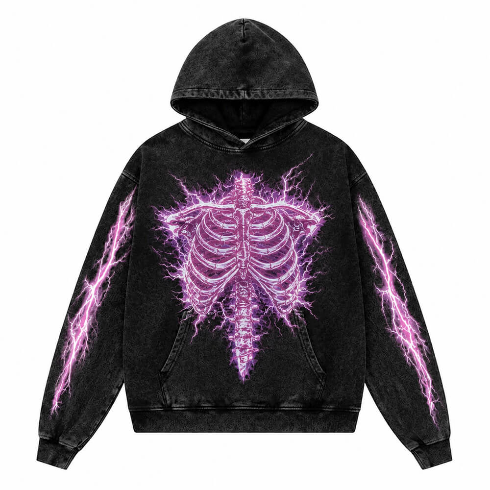 Black Skeleton Polyester Hoodies